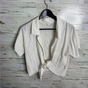 Aritzia Wilfred Free The Tie Front Blouse size xxs white